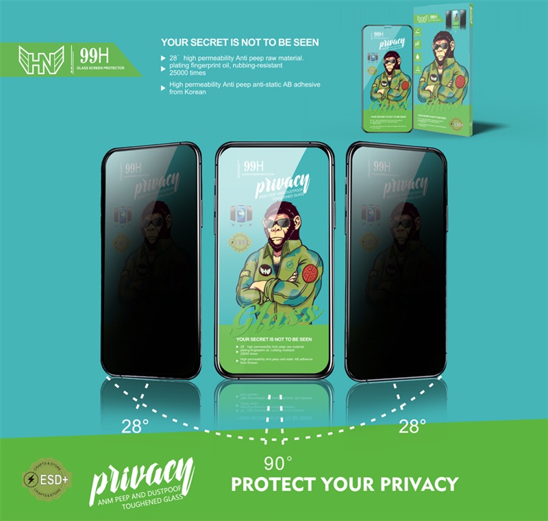 Anti-Spy ochranné prémiové tvrzené sklo 99h pro iPhone 13 Pro Max