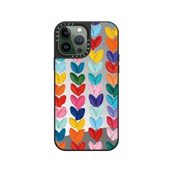 Kryt se zrcadlovým povrchem pro iPhone 13 Pro Max, barevná srdce