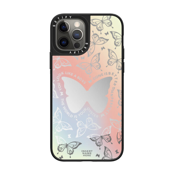 Kryt se zrcadlovým povrchem pro iPhone 12 / 12 Pro, motýl